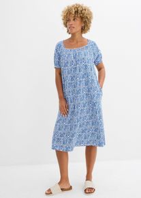 Jerseyklänning i ekologisk bomull - blå - storlek 56/58 (3XL) - bonprix