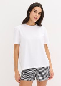 Oversizepyjamas med shorts i v&auml;vt material - vit - storlek 40/42 (M) - bonprix
