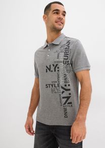 Pikétröja av ren bomull Slim Fit korta ärmar - grå - storlek 48/50 (M) - bonprix