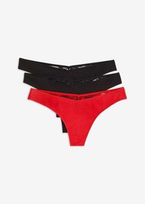 V-formad stringtrosa med ekologisk bomull (3-pack) - svart - storlek 44/46 (L) - bonprix