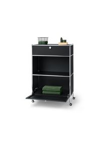 Tchibo - Kovová komoda »Cn3« s 1 zásuvkou a 1 výklopným priečinkom - farba: čierna