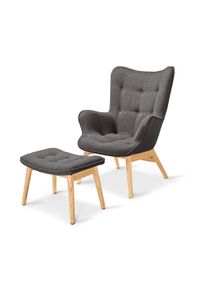 Tchibo - Samostatné kreslo s podnožkou - farba: sivá