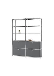 Tchibo - Vysok&aacute; kovov&aacute; skrinka &raquo;Cn3&laquo; so 4 v&yacute;klopn&yacute;mi priečinkami - farba: siv&aacute;