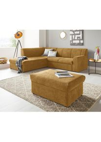 DOMO collection , Hocker »Topper«, mit Wellenunterfederung, auf Kunststoffgleitern , senf