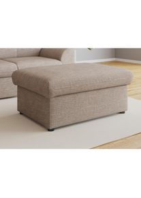 DOMO collection , Hocker »Topper«, mit Wellenunterfederung, auf Kunststoffgleitern , braun-beige