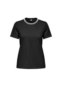 Only , Kurzarmshirt »ONLJOLLY LIFE S/S REG PEARL TOP JRS« , Black Detail:Pearl emb necklace , L (40) , L (40) , Shirt von Only