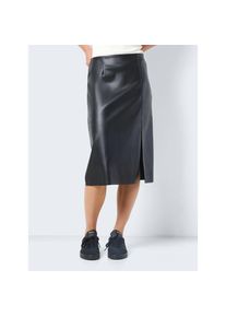 Noisy may , Lederimitatrock »NMCLARA HW SLIT MIDI LENGTH SKIRT« , Black , S , S , Beschichteter Midirock von Noisy may