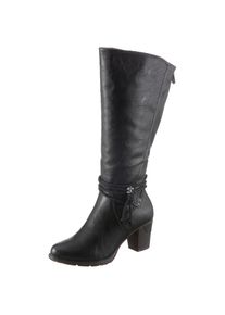 Rieker, Damen, Stiefel , Langschaftstiefel, mit Zierb&auml;nder, XL-Schaft, schwarz, 37, schwarz, Mit variablen XL-Schaft
