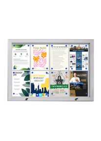 Vitrine d'affichage, intérieur et extérieur, étanche, argentée 8x A4, aluminium|PC|PP