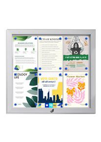Vitrine d'affichage, intérieur et extérieur, étanche, argentée 6x A4, aluminium|PC|PP