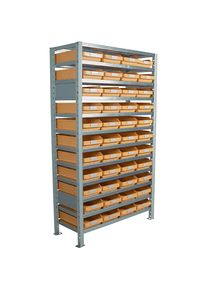 Steckregal mit Regalkästen, HxBxT 2100 x 1000 x 400 mm, Anbauregal, mit 52 Kästen