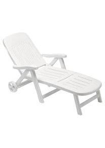 Lettino Sdraio California Bianco in Resina con Schienale Reclinabile e Ruote - cm 80x190x98h