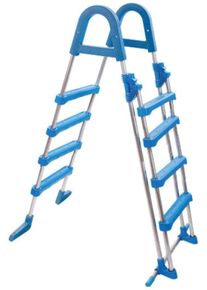BWT 42943 Sicherheitsleiter Poolleiter Einstiegsleiter 2x4 Stufen Höhe 120cm Edelstahl blau