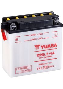 Yuasa 12N5.5-4A Motorradbatterie Starterbatterie Blei-Säure Batterie 12V 5,5Ah offen OHNE Säure weiß schwarz