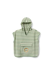 Tchibo - Poncho frotte dla niemowląt i dzieci -rozmiar 134/140 - kolor: zielony/beżowy/w paski
