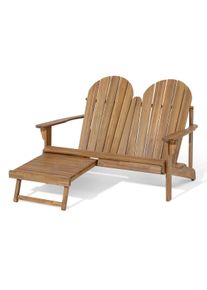 Tchibo - Podwójny fotel wypoczynkowy typu Adirondack z wysuwanym podnóżkiem - kolor: brązowy