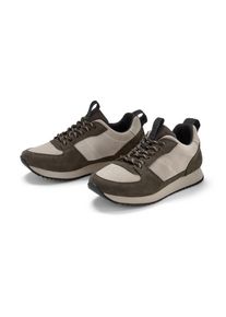 Tchibo - Buty typu sneakers ze skóry welurowej - dla pań - rozmiar 38 - kolor: zielony/beżowy