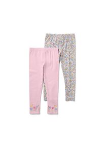 Tchibo - Legginsy - dla dziewczynek -rozmiar 122/128 - kolor: różowy/w kwiatki