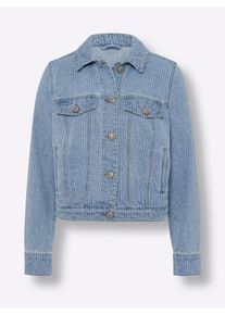 Heine Dames Jeansjack met streepstructuur in blue-bleached ,maat 46, Witt, 100% Katoen