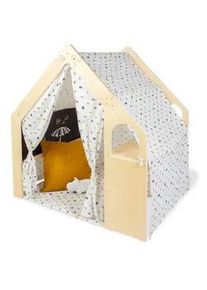 Pinolino Spielhaus , Multicolor, Kieferfarben, Birkefarben , Holz, Textil , Birke, Kiefer , 119x122x94 cm , Spielzeug, Holzspielzeug
