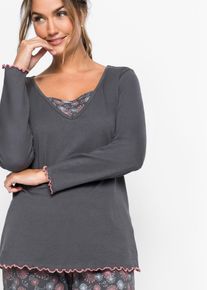 Pyjamas i ekologisk bomull - gr&aring; - storlek 36/38 (S) - bonprix