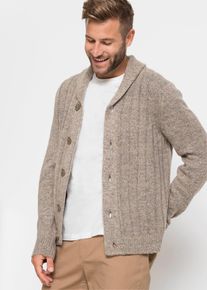 Cardigan med ribbstickat mösnter - beige - storlek 64/66 (3XL) - bonprix