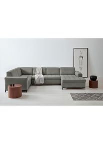 OTTO products , Wohnlandschaft »Grazzo, aktuelle Steppung im Sitz, viel Platz, U-Form, Breite 332cm«, hochwertige Stoffe aus recyceltem Material,...