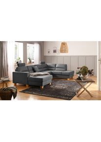 Home Affaire , Wohnlandschaft »Navan, komfortabel mit viel Platz, U-Form«, wahlweise mit Bettfunktion und Kopfstütze , dunkelgrau