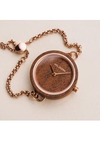 Orologio Delicato da Donna Leave, Cinturino Oro Rosa & Quadrante in Legno