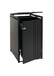 1er-Mülltonnenverkleidung HWC-O67, Mülltonnenbox mit Deckel, Metall 122x68x84cm 35kg ~ anthrazit