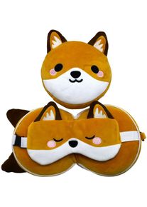 Puckator, Reisezubehör, Relaxeazzz Adoramals Finnick Fuchs, Braun, (Kopf- & Nackenkissen, Schlafmaske)