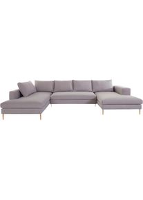 OTTO products , Wohnlandschaft »Finnja, viel Platz, wahlweise Bettfunktion und Bettkasten, U-Form« , silberfarben