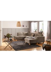 Home Affaire , Wohnlandschaft »Navan, komfortabel mit viel Platz, U-Form«, wahlweise mit Bettfunktion und Kopfstütze , beige