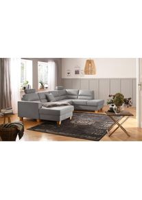 Home Affaire , Wohnlandschaft »Navan, komfortabel mit viel Platz, U-Form«, wahlweise mit Bettfunktion und Kopfstütze , silber