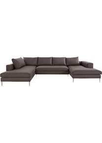 OTTO products , Wohnlandschaft »Finnja, viel Platz, wahlweise Bettfunktion und Bettkasten, U-Form« , braun