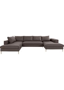 OTTO products , Wohnlandschaft »Finnja, viel Platz, wahlweise Bettfunktion und Bettkasten, U-Form« , braun