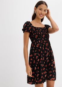 Minikleid aus fließender Viskose, schwarz, Größe 40, Viskose, bonprix