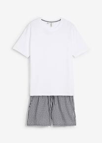 Shorty aus reiner Baumwolle mit kurzen Ärmeln, weiß, Größe 48/50 (M), bonprix