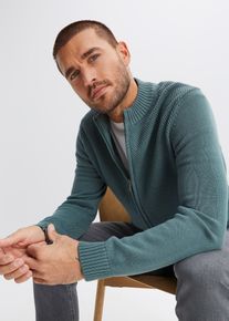 Feinstrickjacke aus reiner Baumwolle, gr&uuml;n, Gr&ouml;&szlig;e 48/50 (M), 100% Baumwolle, bonprix