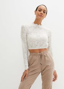 Spitze-Dirndlbluse langarm, wei&szlig;, Gr&ouml;&szlig;e 38, bonprix