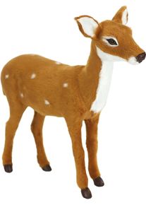 I.GE.A. Decoratief figuur Dierfiguur ree van kunstbont Realistisch bosdier standbeeld ornament knuffeldier kerstdecoratie (1 stuk) beelden &