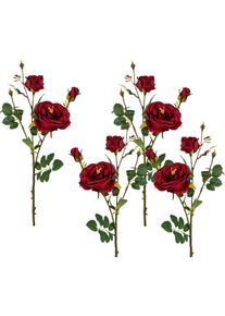 Creativ green Kunstbloem set van 4 (4 stuks) kunstbloemen rood
