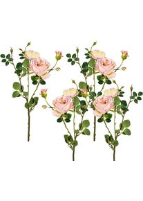 Creativ green Kunstbloem set van 4 (4 stuks) kunstbloemen roze