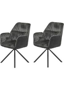 Hela Eetkamerstoel AMIRA draaibaar Auto-return 270° (set, 2 stuks) 4 poot stoelen zwart
