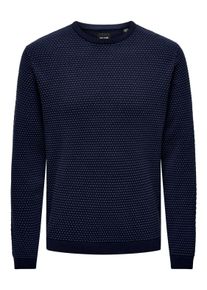 Only & Sons ONLY & SONS Trui met ronde hals ONSTAPA REG 12 STRUC LS CREW KNIT NOOS heren pullovers maat S blauw