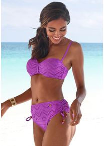 Lascana Beugelbandeau bikinitop Omara met broderie anglaise dames bandeaubikini's maat C paars