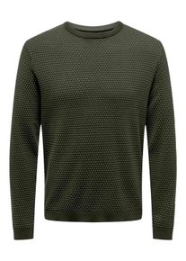 Only & Sons ONLY & SONS Trui met ronde hals ONSTAPA REG 12 STRUC LS CREW KNIT NOOS heren pullovers maat XL groen