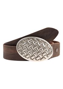 RETTUNGSRING by showroom 019° RETTUNGSRING by showroom 019° Leren riem met gesp in grafisch ontwerp dames brede riemen maat 100 bruin