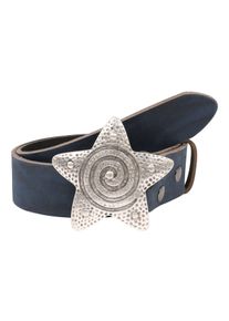 RETTUNGSRING by showroom 019° RETTUNGSRING by showroom 019° Leren riem met gesmede ster-spanning dames brede riemen maat 100 blauw