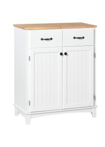 HOMCOM Modern Organising Kitchen Cupboard, Wooden Storage Cabinet, Tableware Organizer w/ 2 Drawers for Living & Dining Pantry Room, White | Aosom Ireland